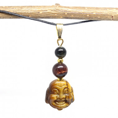 Les 3 "œils" bouddha en oeil de tigre, Pendentif création